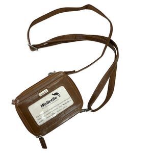 Walletbe leather Wallet Purse crossbody adjustable brown